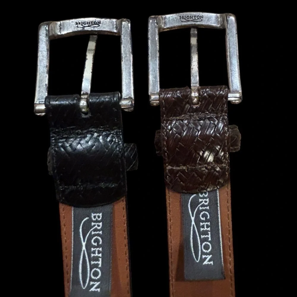 Brighton Black and Brown leather Belt set size 34
